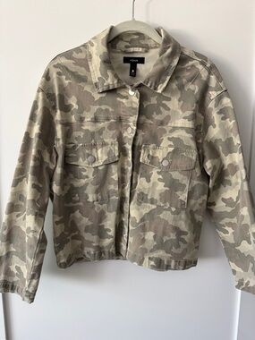 Aqua Beige & Olive Camo Jean Jacket